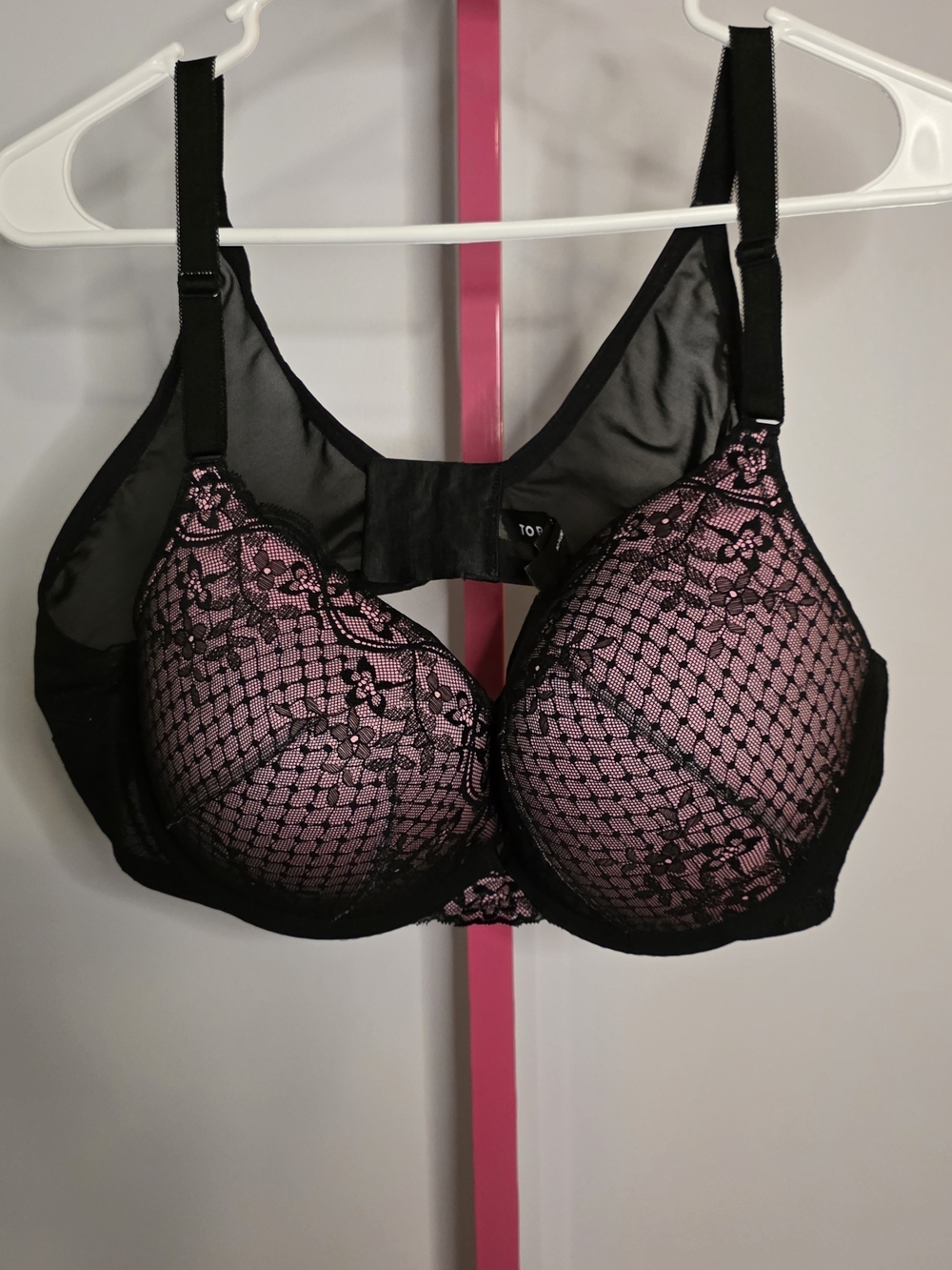 torrid Push Up Black Lace Bra with Pink Lining Sz 44C